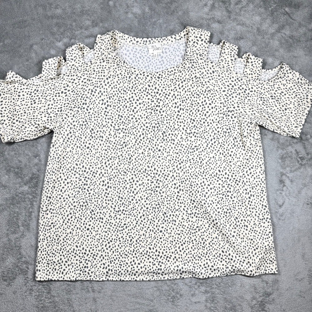 Ava James 2x Plus Size Dalmatian Dot Cold Shoulde… - image 1